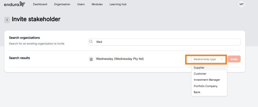 Search-organisation-drop-down